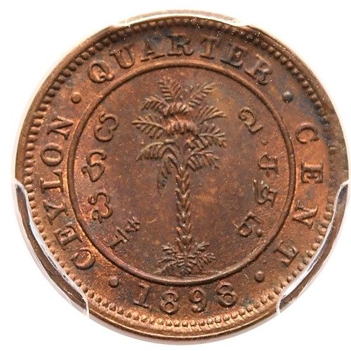 224 - CEYLON. George V. Copper ¼ cent, 1898. Calcutta. Obv: crowned bust left, Engraver: Leonard Ch... 