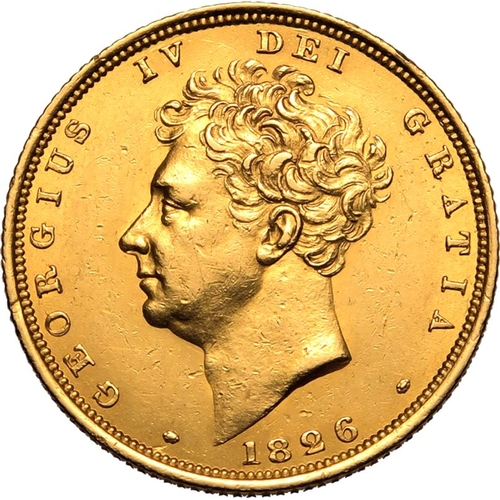 24 - UNITED KINGDOM. George IV, 1820-30. Gold Sovereign, 1826. London. Bare head left; date below; &middo... 