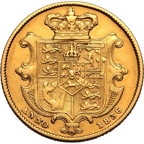 26 - UNITED KINGDOM. William IV, 1830-37. Gold Sovereign, 1836. London. Second, bare head of William IV f... 