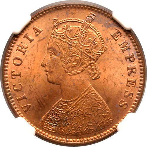 263 - INDIA. BRITISH INDIA. Victoria, 1837-1901. Copper 1/4 anna, 1891. Calcutta. Obv: VICTORIA EMPRESS, c... 