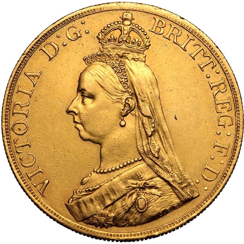 3 - UNITED KINGDOM. Victoria, 1837-1901. Gold 5 pounds (5 sovereigns), 1887. London. Jubilee head of Que... 