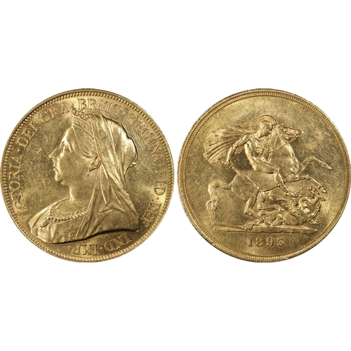 4 - UNITED KINGDOM. Victoria, 1837-1901. Gold 5 Pounds (5 Sovereigns), 1893. Royal Mint London. Old, vei... 