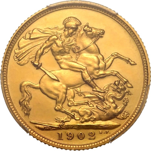 42 - UNITED KINGDOM. Edward VII, 1901-10. Gold Sovereign, 1902. London. Matte Proof. Bare head right; EDW... 