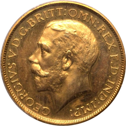 44 - UNITED KINGDOM. George V, 1910-36. Gold Sovereign, 1911. London. Proof. Bare head left; GEORGIVS V D... 