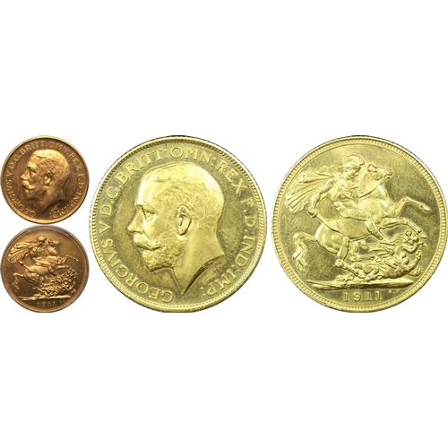 44 - UNITED KINGDOM. George V, 1910-36. Gold Sovereign, 1911. London. Proof. Bare head left; GEORGIVS V D... 