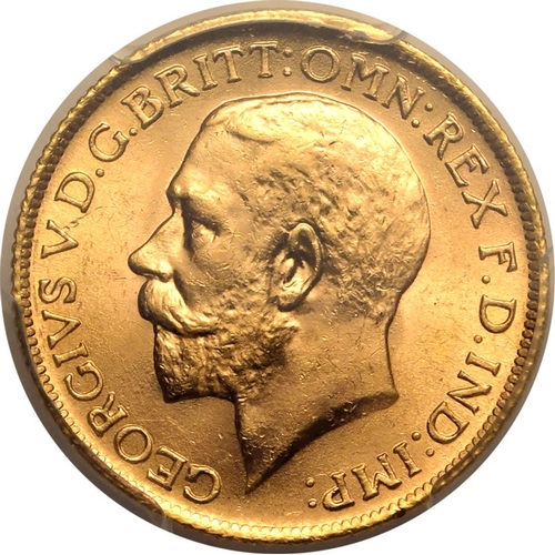 46 - UNITED KINGDOM. George V, 1910-36. Gold Sovereign, 1915. London. Bare head left; GEORGIVS V D.G.BRIT... 