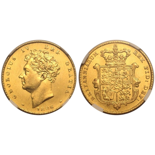 49 - UNITED KINGDOM. George IV, 1820-30. Gold Half-Sovereign, 1826. London. Bare head left; date below; &... 