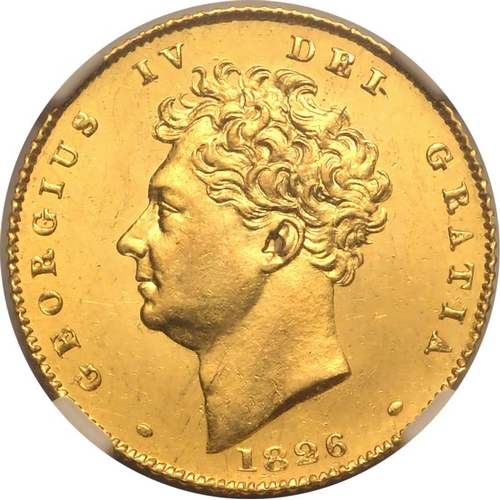 49 - UNITED KINGDOM. George IV, 1820-30. Gold Half-Sovereign, 1826. London. Bare head left; date below; &... 