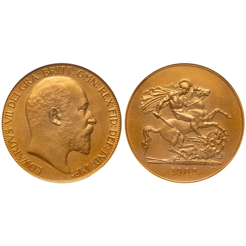 5 - UNITED KINGDOM. Edward VII, 1901-10. Gold 5 Pounds (5 Sovereigns), 1902. London. Matte proof. Bare h... 