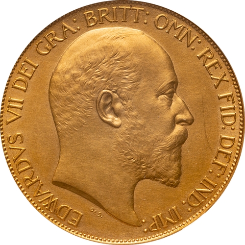 5 - UNITED KINGDOM. Edward VII, 1901-10. Gold 5 Pounds (5 Sovereigns), 1902. London. Matte proof. Bare h... 