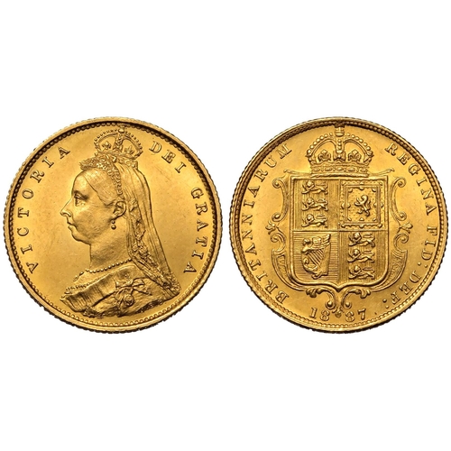 56 - UNITED KINGDOM. Victoria, 1837-1901. Gold Half-Sovereign, 1887. London. Imperfect J DISH L508. The i... 
