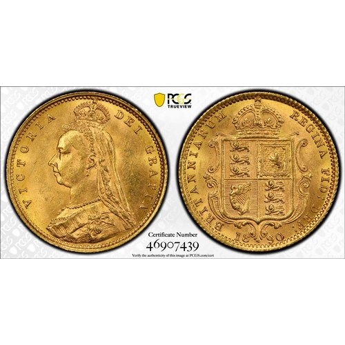 57 - UNITED KINGDOM. Victoria, 1837-1901. Gold Half-Sovereign, 1890. London. No JEB Low shield DISH L511.... 