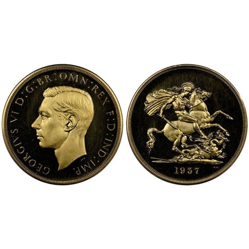 5A - UNITED KINGDOM. George VI, 1936-52. Gold 5 Pounds (5 Sovereigns), 1937. Royal Mint. Proof. Struck to... 