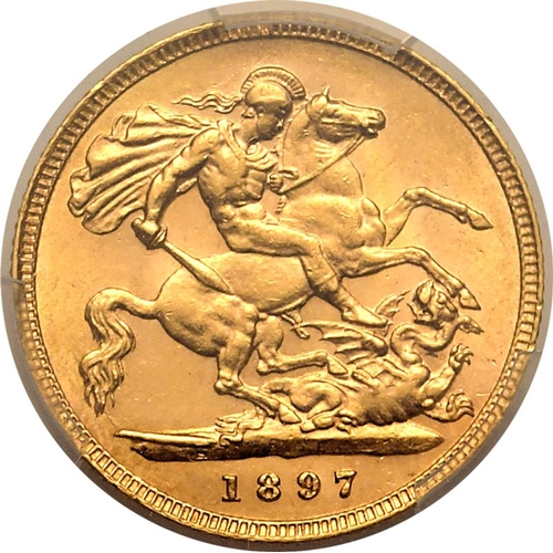 61 - UNITED KINGDOM. Victoria, 1837-1901. Gold Half-Sovereign, 1897. London. Older crowned and veiled bus... 