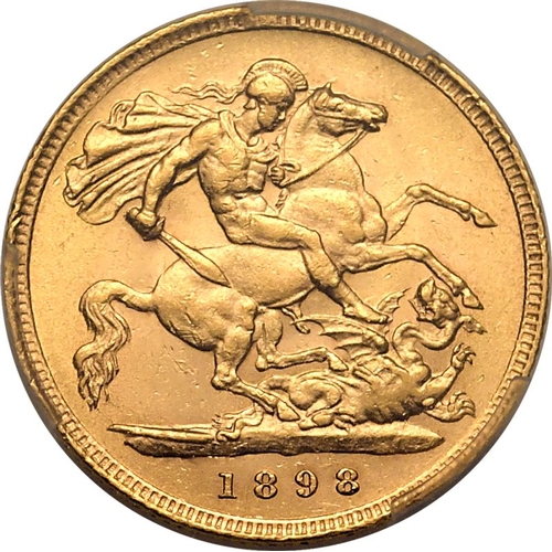 62 - UNITED KINGDOM. Victoria, 1837-1901. Gold Half-Sovereign, 1898. London. Older crowned and veiled bus... 
