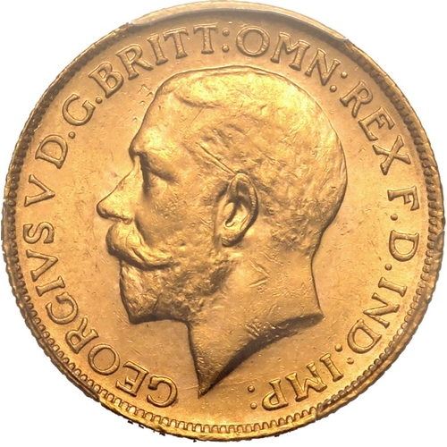 70 - AUSTRALIA. George V, 1910-36. Gold Sovereign, 1921 M. Melbourne. Bare head left, B.M. on truncation;... 