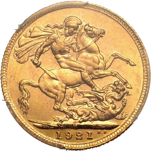 70 - AUSTRALIA. George V, 1910-36. Gold Sovereign, 1921 M. Melbourne. Bare head left, B.M. on truncation;... 