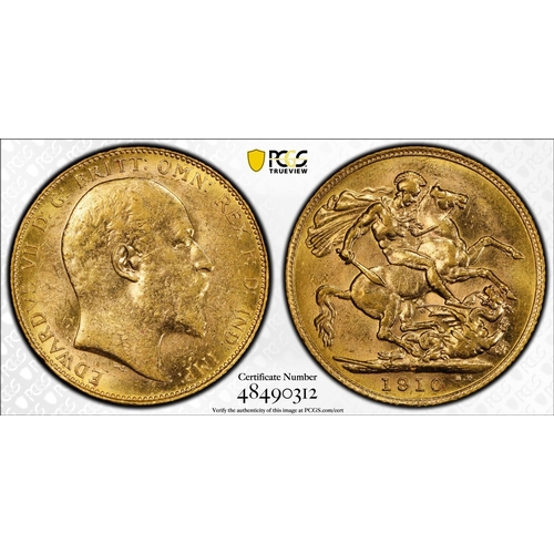 72 - CANADA. Edward VII, 1901-10. Gold Sovereign, 1910 C. Ottowa. Bare head right; De S. below; EDWARDVS ... 