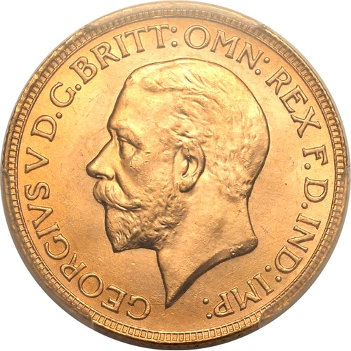 74 - SOUTH AFRICA. George V, 1910-36. Gold Sovereign, 1932 SA. Pretoria. Bare head left, BM on truncation... 