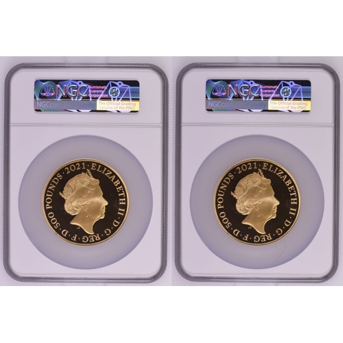 76 - UNITED KINGDOM. Elizabeth II, 1952-2022. Gold 500 Pounds, 2021. Royal Mint. Proof. The second issue ... 