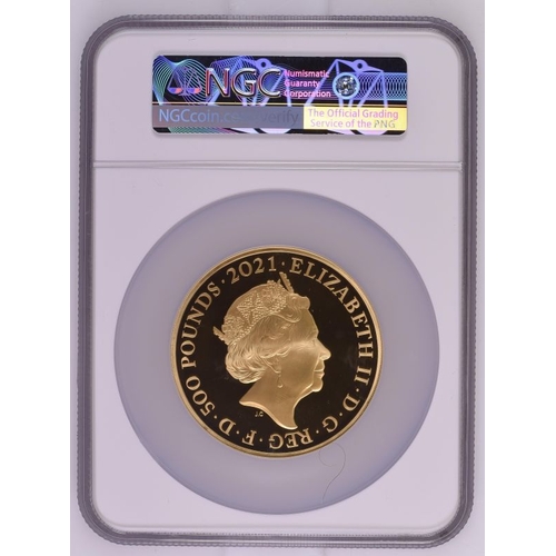 76 - UNITED KINGDOM. Elizabeth II, 1952-2022. Gold 500 Pounds, 2021. Royal Mint. Proof. The second issue ... 