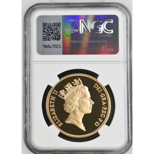 84 - UNITED KINGDOM. Elizabeth II, 1952-2022. Gold 5 Pounds (5 Sovereigns), 1991. Royal Mint. Proof. Thir... 