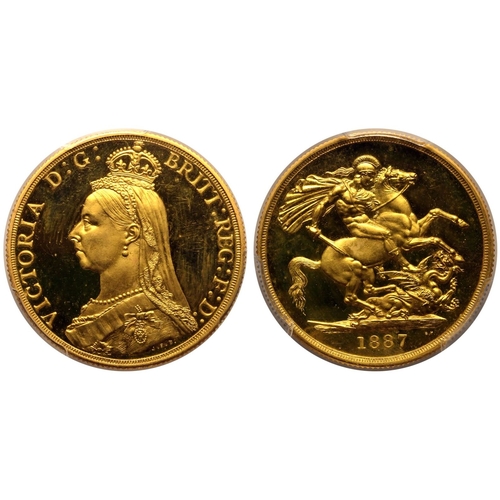 9 - UNITED KINGDOM. Victoria, 1837-1901. Gold 2 Pounds (Double Sovereign), 1887. Royal Mint London. Proo... 