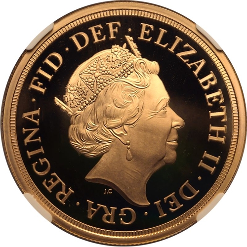 12 - UNITED KINGDOM. Elizabeth II, 1952-2022. Gold 5 Pounds (5 Sovereigns), 2018. Royal Mint. Proof. Cele... 