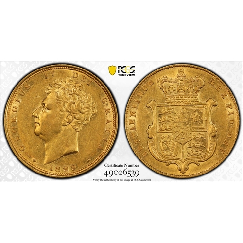 29 - UNITED KINGDOM. George IV, 1820-30. Gold Sovereign, 1829. London. Bare head left; date below; &middo... 