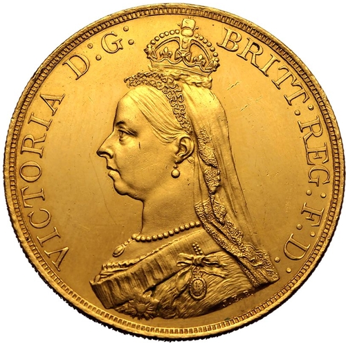 3 - UNITED KINGDOM. Victoria, 1837-1901. Gold 5 Pounds (5 Sovereigns), 1887. London. Jubilee head of Que... 