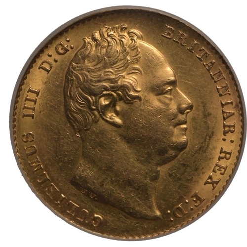 34 - UNITED KINGDOM. William IV, 1830-37. Gold Sovereign, 1837. London. Second, bare head of William IV f... 