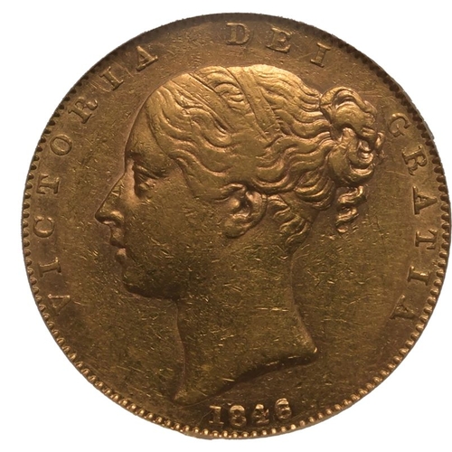 48 - UNITED KINGDOM. Victoria, 1837-1901. Gold Sovereign, 1846/6. London. 6 over 6. First young head of V... 