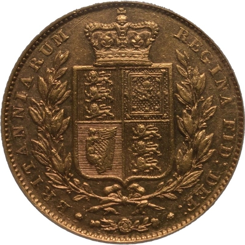 48 - UNITED KINGDOM. Victoria, 1837-1901. Gold Sovereign, 1846/6. London. 6 over 6. First young head of V... 