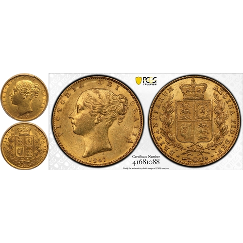 50 - UNITED KINGDOM. Victoria, 1837-1901. Gold Sovereign, 1847. London. First young head of Victoria faci... 