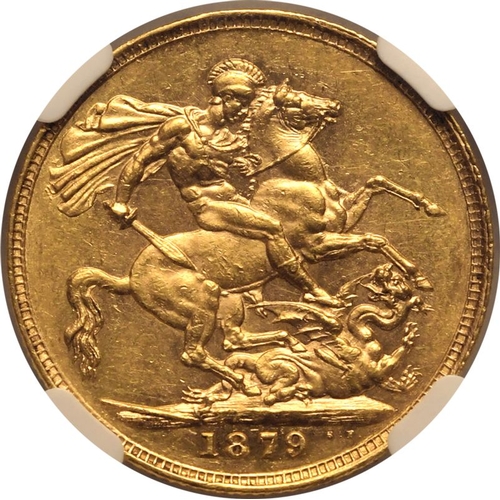 56 - UNITED KINGDOM. Victoria, 1837-1901. Gold Sovereign, 1879. London. Young head of Victoria facing lef... 