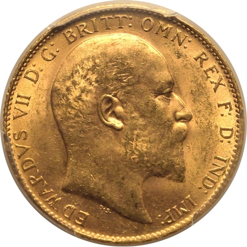 58 - UNITED KINGDOM. Edward VII, 1901-10. Gold Sovereign, 1910. London. Bare head right; EDWARDVS VII D:G... 