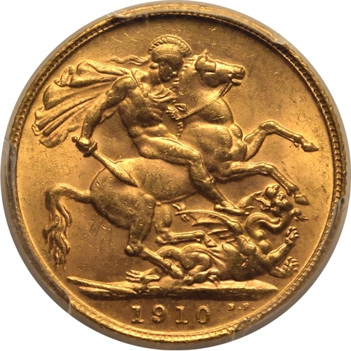 58 - UNITED KINGDOM. Edward VII, 1901-10. Gold Sovereign, 1910. London. Bare head right; EDWARDVS VII D:G... 