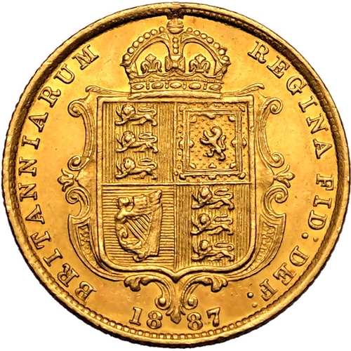 100 - UNITED KINGDOM. Victoria, 1837-1901. Gold Half-Sovereign, 1887. London. Imperfect J DISH L508. The i... 