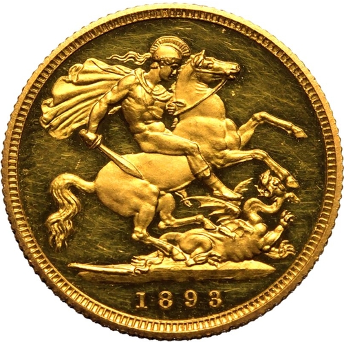 101 - About as struck | UNITED KINGDOM. Victoria, 1837-1901. Gold Half-Sovereign, 1893. London. Proof. Old... 