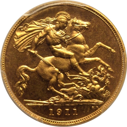 103 - PR65 CAM | UNITED KINGDOM. George V, 1910-36. Gold Half-Sovereign, 1911. London. Proof. Bare head le... 