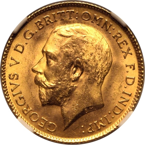 105 - MS 65 | UNITED KINGDOM. George V, 1910-36. Gold Half-Sovereign, 1913. London. Bare head left; GEORGI... 