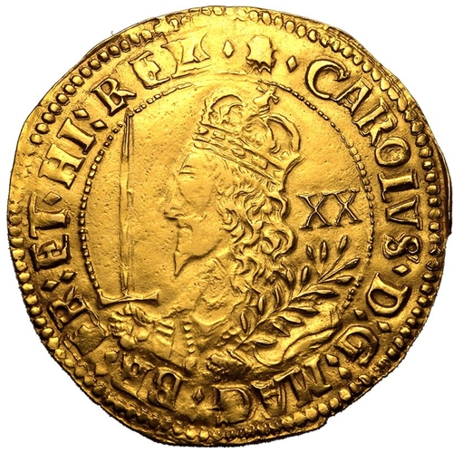 11 - Extremely fine | ENGLAND. Charles I, 1625-49. Gold Unite, 1644. Oxford. Crowned and armoured bust le... 