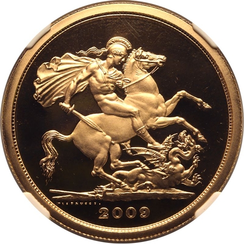 111 - PF 70 ULTRA CAMEO | UNITED KINGDOM. Elizabeth II, 1952-2022. Gold 5 Pounds (5 Sovereigns), 2009. Roy... 