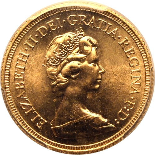 127 - MS67  | UNITED KINGDOM. Elizabeth II, 1952-2022. Gold Sovereign, 1980. Royal Mint. Second crowned an... 