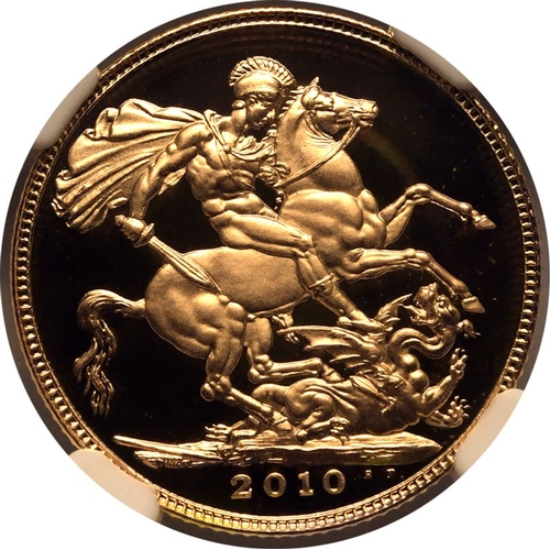 137 - PF 70 ULTRA CAMEO | UNITED KINGDOM. Elizabeth II, 1952-2022. Gold Sovereign, 2010. Royal Mint. Proof... 