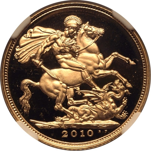 138 - PF 70 ULTRA CAMEO | UNITED KINGDOM. Elizabeth II, 1952-2022. Gold Sovereign, 2010. Royal Mint. Proof... 