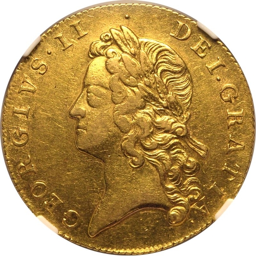 14 - AU 55 | GREAT BRITAIN. George II, 1727-60. Gold 2 Guineas, 1739. London. Laureate head of George II,... 