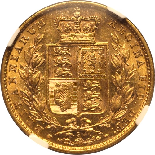 149 - AU 55 | AUSTRALIA. Victoria, 1837-1901. Gold Sovereign, 1880 S. Sydney. Shield; Inverted A for V. Yo... 