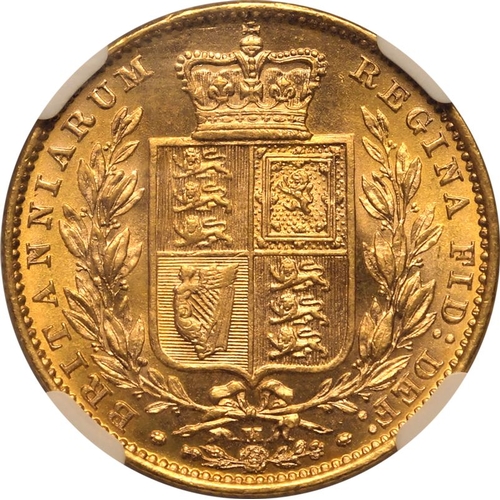 150 - MS 64 | AUSTRALIA. Victoria, 1837-1901. Gold Sovereign, 1881 M. Melbourne. Shield. Young head left, ... 