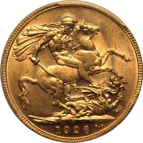 154 - MS62  | AUSTRALIA. George V, 1910-36. Gold Sovereign, 1926 P. Perth. Bare head left, B.M. on truncat... 